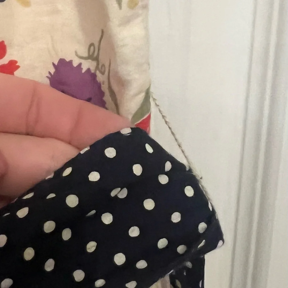 Anthropologie Cream Floral Midi Dress with Black Trim - Picture 13 of 16